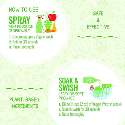 Veggie Wash Organic Fruit and Vegetable Wash, Certified Organic, Ideal for Cleaning Produce, 16 Fluid Ounce, Pack of 3 (Packaging May Vary)