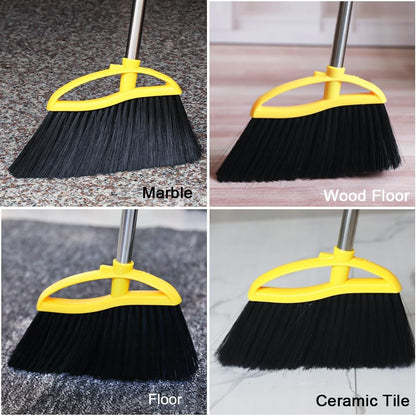 Broom and Stainless Steel Dustpan Set for Home,Metal Dust Pan and Soft Bristles Indoor Kitchen Broom for Office,Lobby