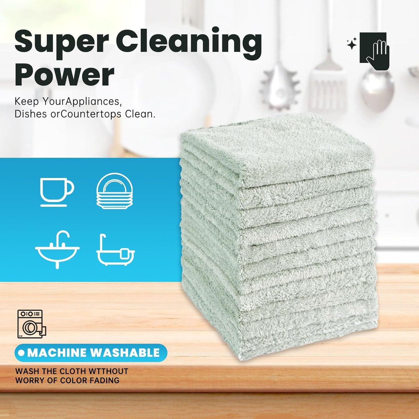 12 Pack Cleaning Cloth,Ultra Soft Absorbent Quick Drying Microfiber Cleaning rags,No scratches,Reusable,Washable,Lint Free Cleaning Towels for Kitchen,Window,Glass,car,11.8"×11.8",(Multicolor)