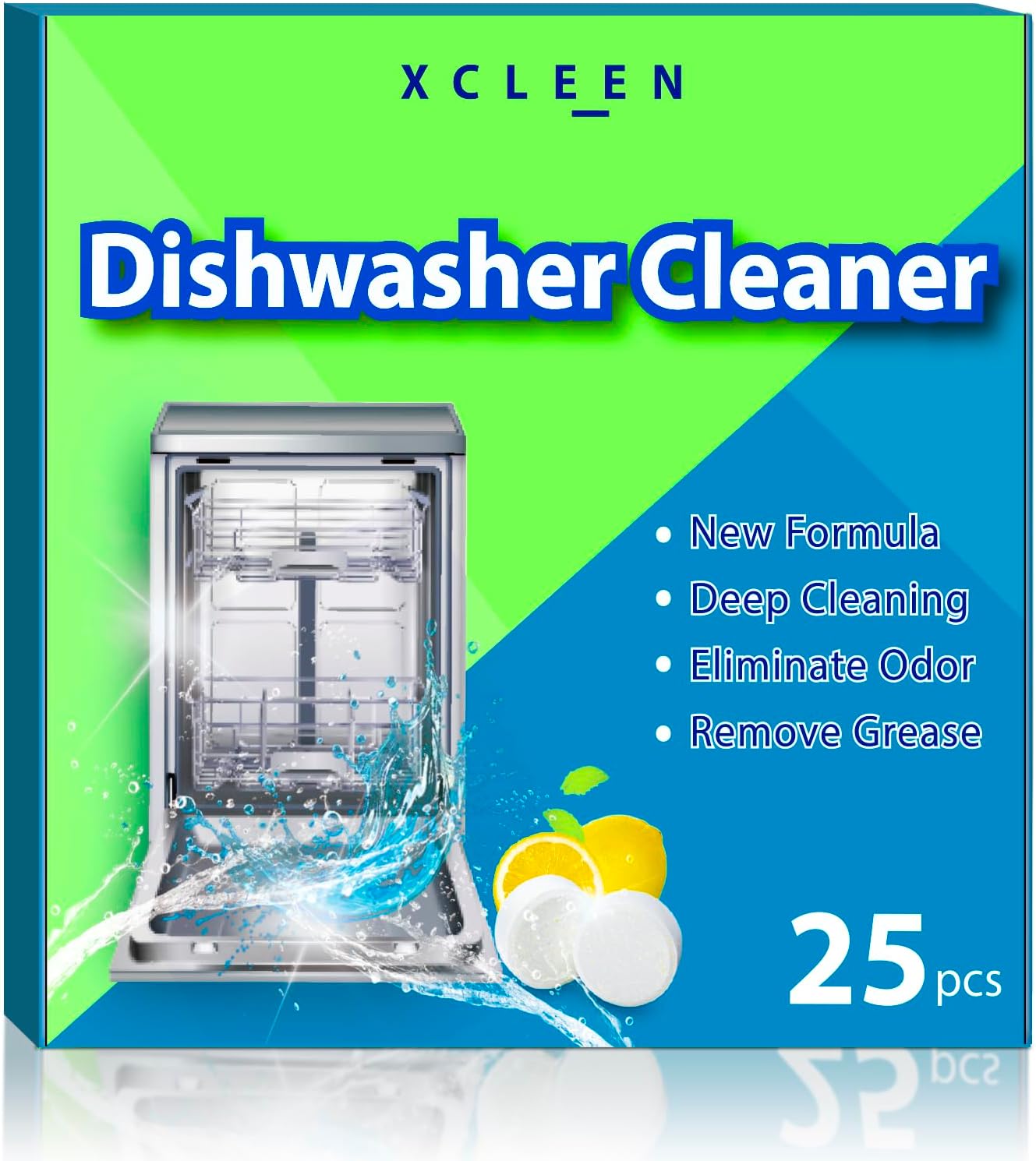 Xcleen Dishwasher Cleaner and Deodorizer Tablet 25 Count, Deep Cleaning Tablet Helps Remove Limescale, Mineral Buildup and Odor, Formulated to Clean Inside all Machines