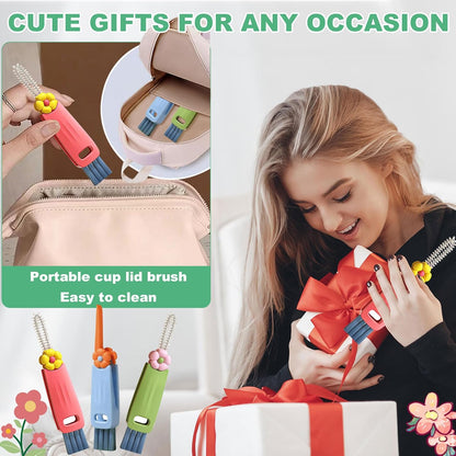 3 in 1 Cup Lid Cleaning Brush, Multifunctional Gap Cleaning Brush, Home Kitchen Crevice Brush, Portable Bottle Cleaner Brush for Cleaning Tight Spaces, Bottle Gaps, Travel Mug Caps(3 PCS)