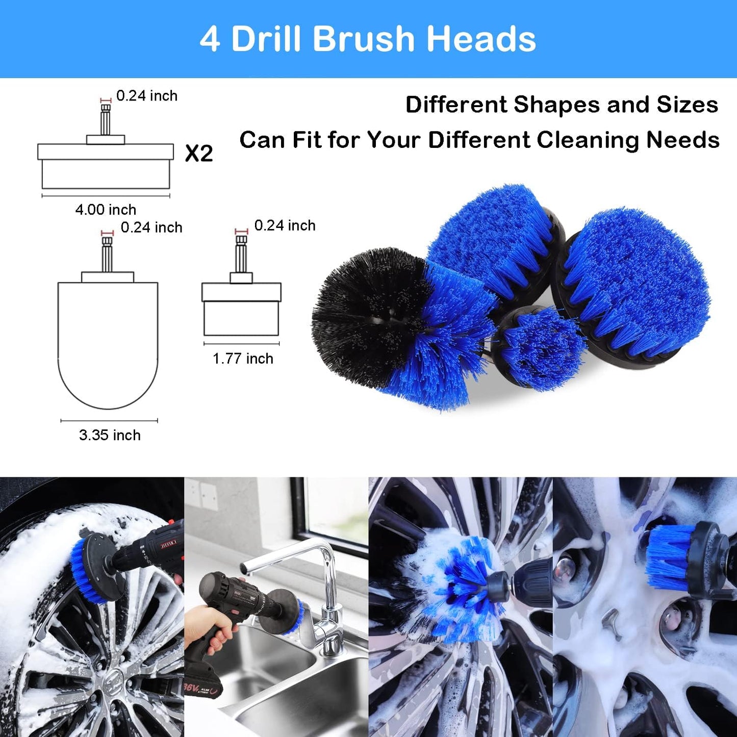 TTRCB 27Pcs Car Detailing Kit, Car Cleaning Kit, Car Detailing Brush Set, Drill Brush Set, Car Detailing Brushes, Car Wash Kit, Car Accessories, Car Cleaning Supplies for Interior, Exterior, Wheels