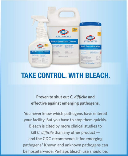 Clorox Healthcare Bleach Germicidal Wipes, 6" x 5", 150 Count Canister (Package May Vary)