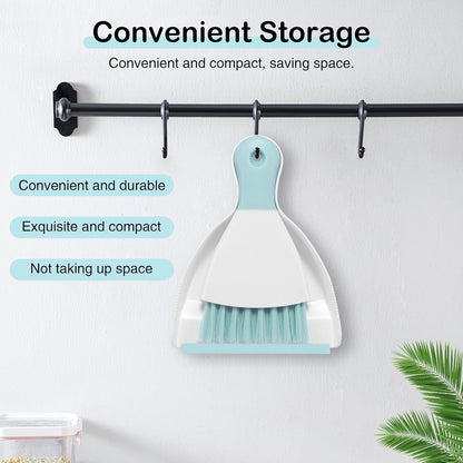 NACENA Mini Dustpan and Brush Set 2 Pack, Small Broom and Dustpan Set Dust Pan and Mini Hand Broom Dustpan and Broom Combo Compact for Home Table Keyboards Sofa Kitchen, Blue