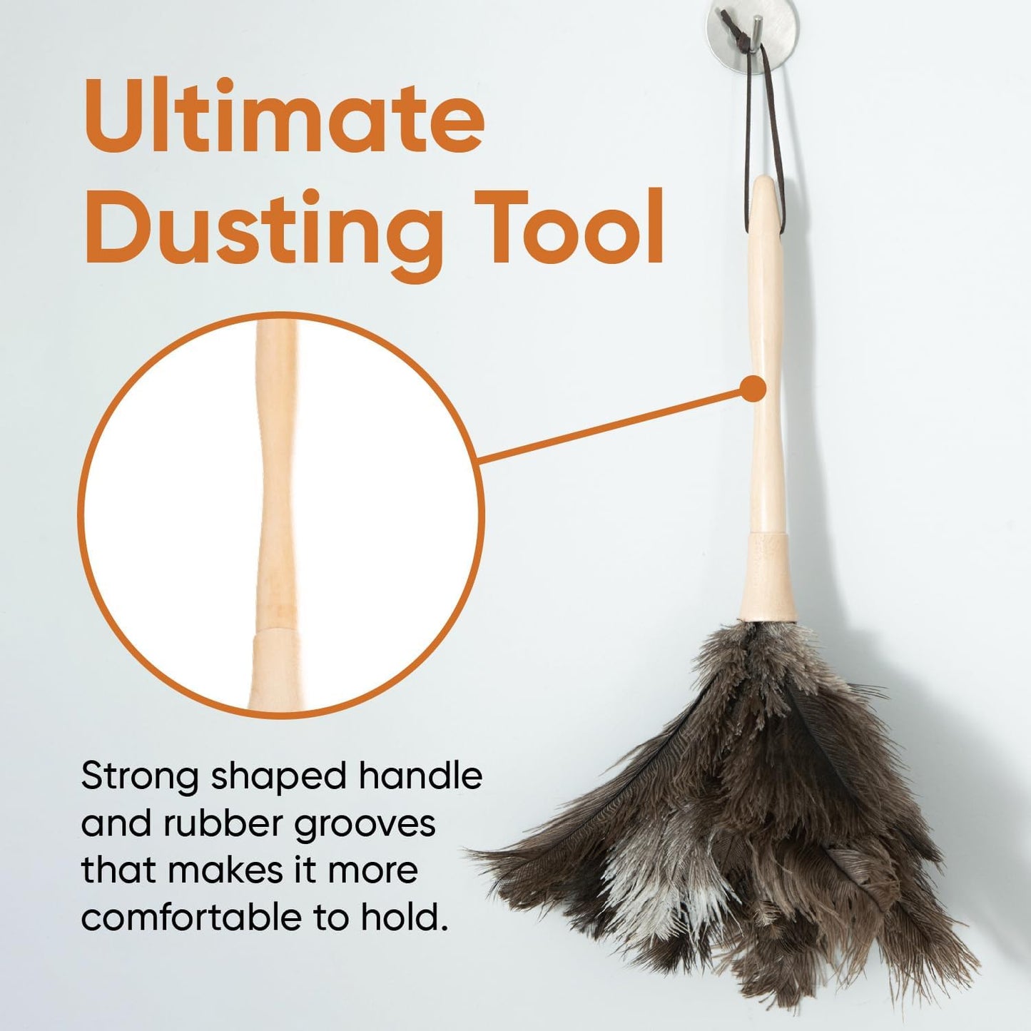 Superio Ostrich Feather Duster Fluffy Dust Remover, with Wooden Handle Reusable for Cleaning Homes, Ceilings, and Furniture (12 Pack)