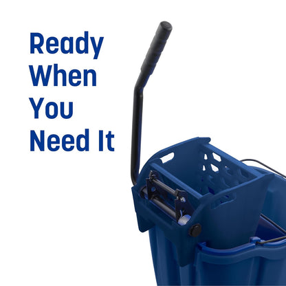 Carlisle FoodService Products Omnifit Mop Bucket with Side Press Wringer and Soiled Water Insert for Floor Cleaning, Kitchens, Restaurants, And Janitorial Use, Polypropylene (Pp), 35 Quarts, Yellow