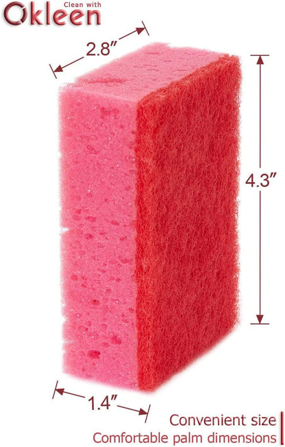 Green Multi Use Scrub Sponge. Made in Europe. 9 Pack, 4.3x2.8x1.4 inches. Odorless Heavy Duty and Non Scratch Fiber. Best, Durable, Delicate, Porous, Non Cellulose Kitchen Sponges and Scrubbers