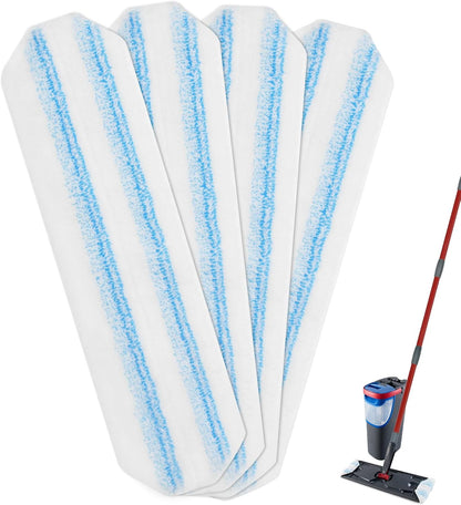 Mop Replacement Pads for Ocedar H2prO Flat Mop System, Mop Handle Mop Refills for O-Cedar H2pro Flat Mop System, Include 4 Pack Mop Pads and 4-Section Mop Handle for Ocedar H2 Pro Mop