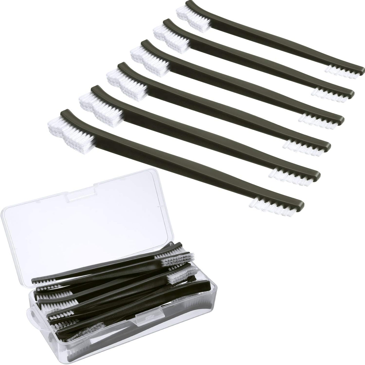 Boao 20 Packs Double-Ended Gun Cleaning Brushes 7 Inch Nylon All Purpose Cleaning Brush with Plastic Handle (White)