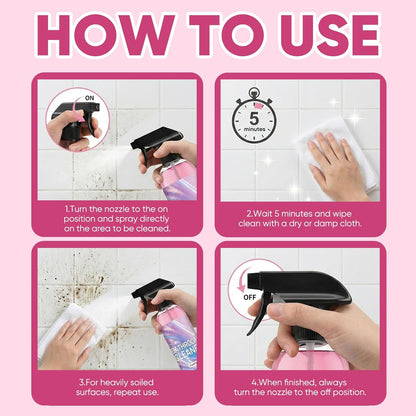 Bathroom Descaler Foam Cleaner,Powerful Pink Bathroom Cleaner Spray,Bathroom Descaler Cleaner,Stubborn Stains Cleaner,All-Purpose Bathrooms Descaler Foam Spray(300ml)