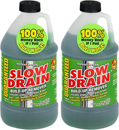 Instant Power Slow Drain Build Up Remover – Prevents Clogs, Ends Slow Drains for Sinks,Tubs, Showers, Toilets, Disposals, RVs, 2 Liters