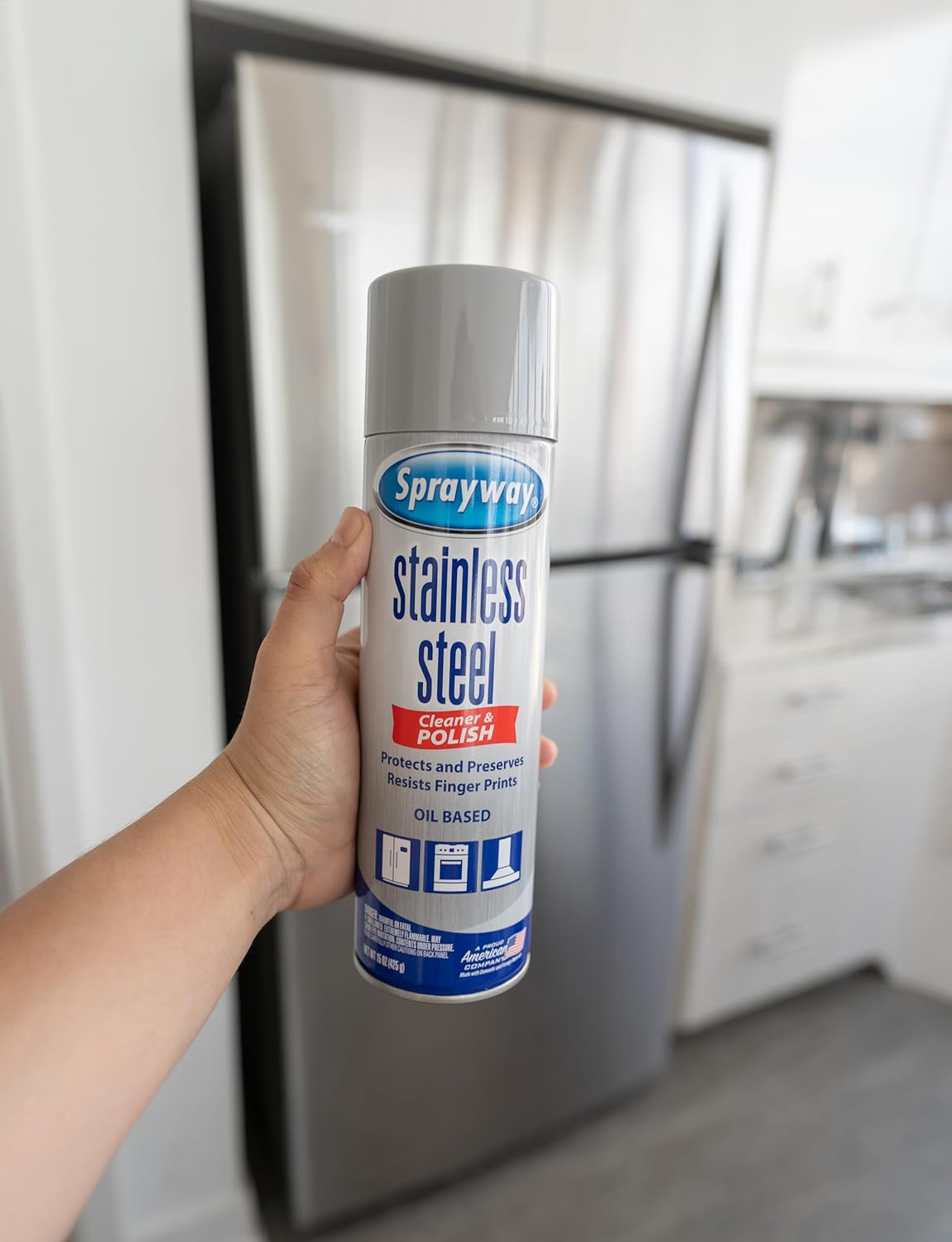 Sprayway Stainless Steel Cleaner Aerosol Spray (Oil-Based), 15oz, Pack of 6 | Cleans, Polishes, Protects | Resists Fingerprints, Foaming Action | Ideal for Stainless Steel Appliances & Surfaces