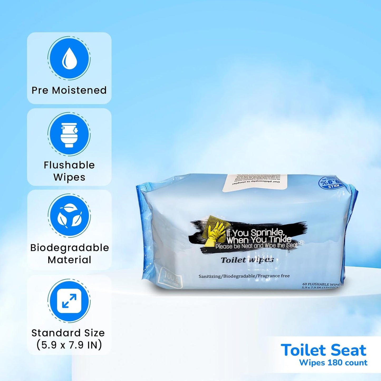 3 Pack Refill Pack Toilet Seat Wipes