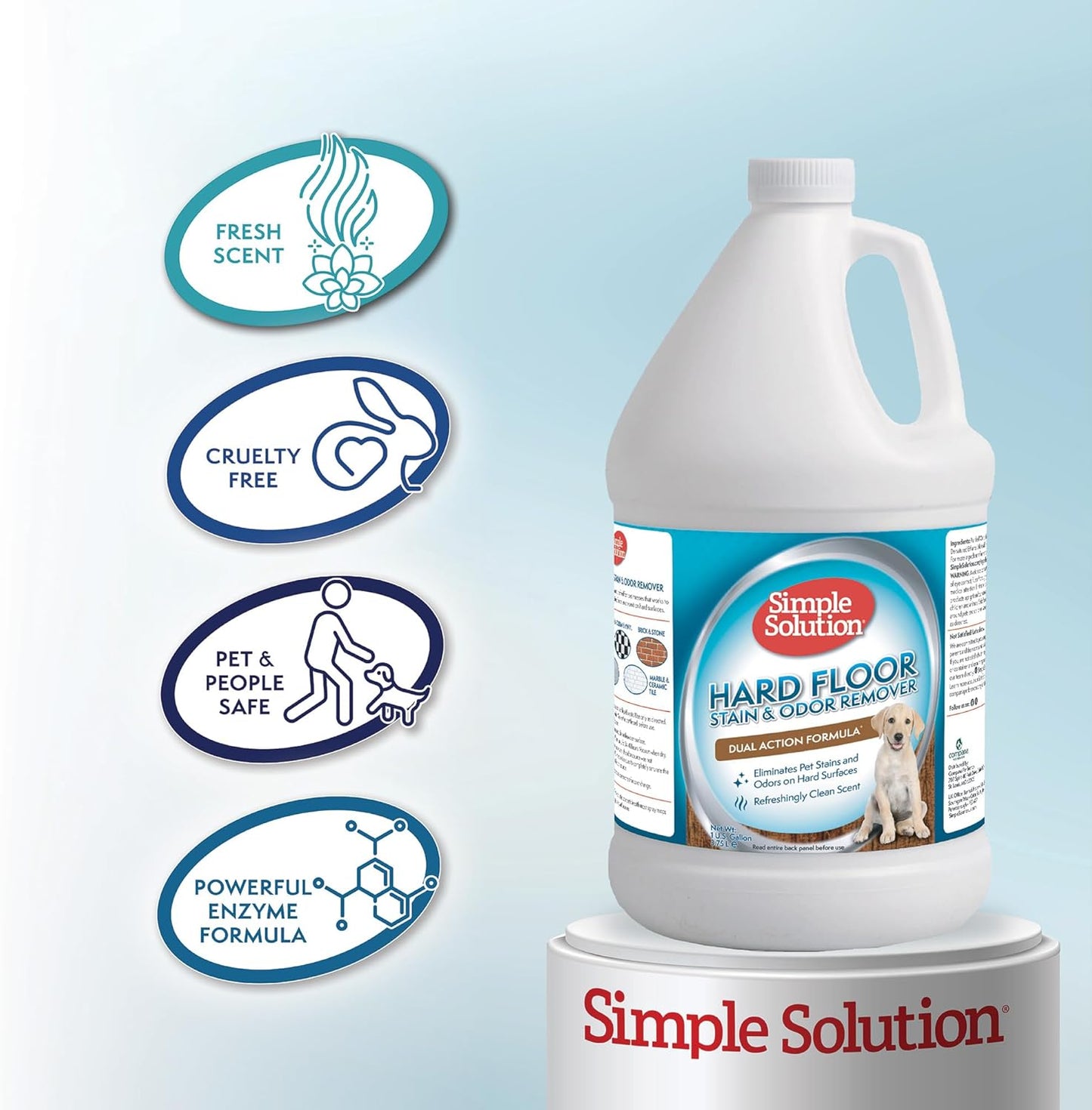 Simple Solution Hard Floor Extreme Pet Stain and Odor Eliminator Spray, Dog and Cat Enzyme Cleaner, Pro-Bacteria Cleaning Power, Strong Urine, Pee and Poop Smell Remover for Hardwood Floors, 32 oz
