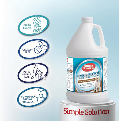 Simple Solution Hard Floor Extreme Pet Stain and Odor Eliminator Spray, Dog and Cat Enzyme Cleaner, Pro-Bacteria Cleaning Power, Strong Urine, Pee and Poop Smell Remover for Hardwood Floors, 32 oz