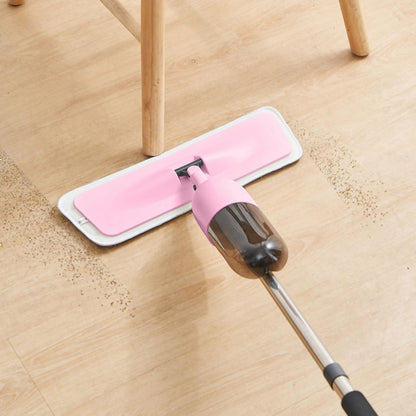 Multi-Surface Spray Mop Kit 3-in-1 with Flat, Round, Squeegee Mop Heads, Refillable Water Bottle, Machine Washable Pads for Floors, Windows