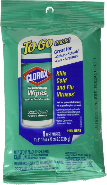 Clorox Disinfecting 9 wet Wipes ,kills cold and flu viruses,(7"*8")(2.3 oz)