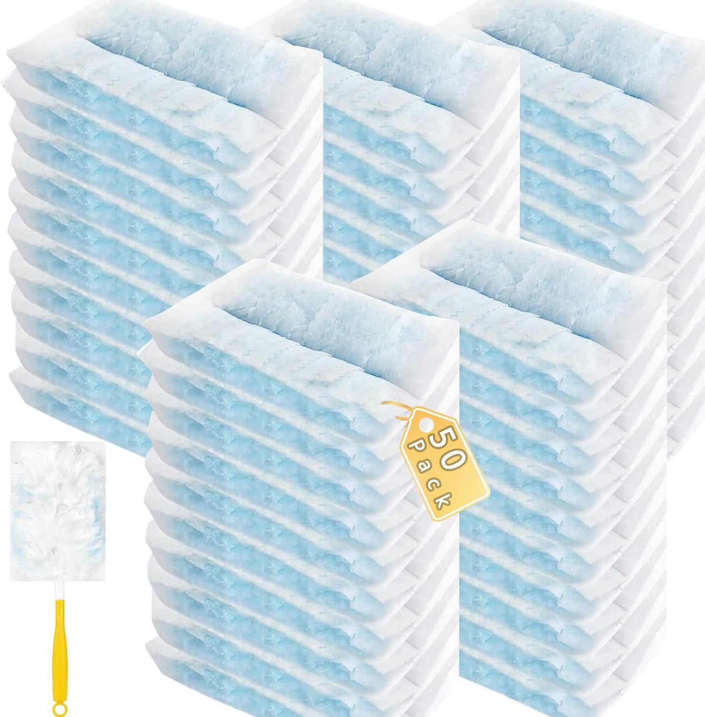 30 Pack Duster Refills Compatible with Swiffer Duster, Heavy Duty Multi Surface Duster Replacement with 1 Extra Handle for Cleaning Furniture, Blinds, Ceiling Fans and Car