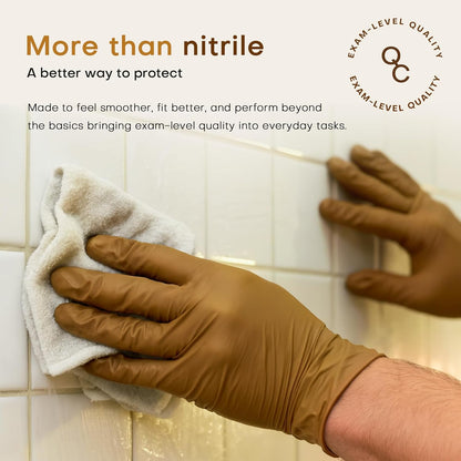 SUP Powder-Free Nitrile Gloves, 100 Count Food Safe Latex-Free Disposable Gloves for Medical Cooking Cleaning Food Prep, Tan