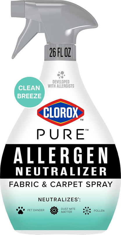 Clorox PURE Allergen Neutralizer Fabric and Carpet Spray, Clean Breeze, 26 Fluid Ounces (Pack of 2)