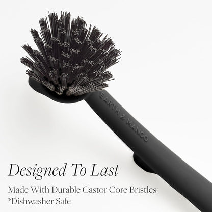 Earth & Mango Magnetic Dish Brush & Scraper, Snaps to Sink, Non-Scratch, Dishwasher Safe, Dish Scrubber – Onyx Black