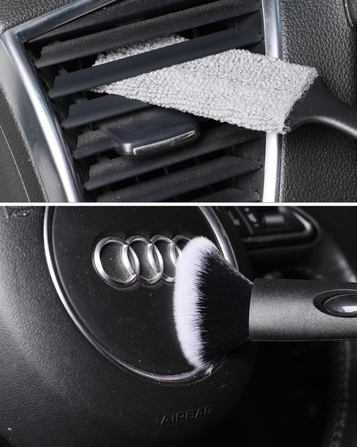 AntBooBoo 3 Pack Ultra-Soft Detailing Brush Set, Comfortable Grip and Scratch-Free Cleaning for Exterior, Interior Panels, Emblems, Badges, Gauge Cluster, Infotainment Screen