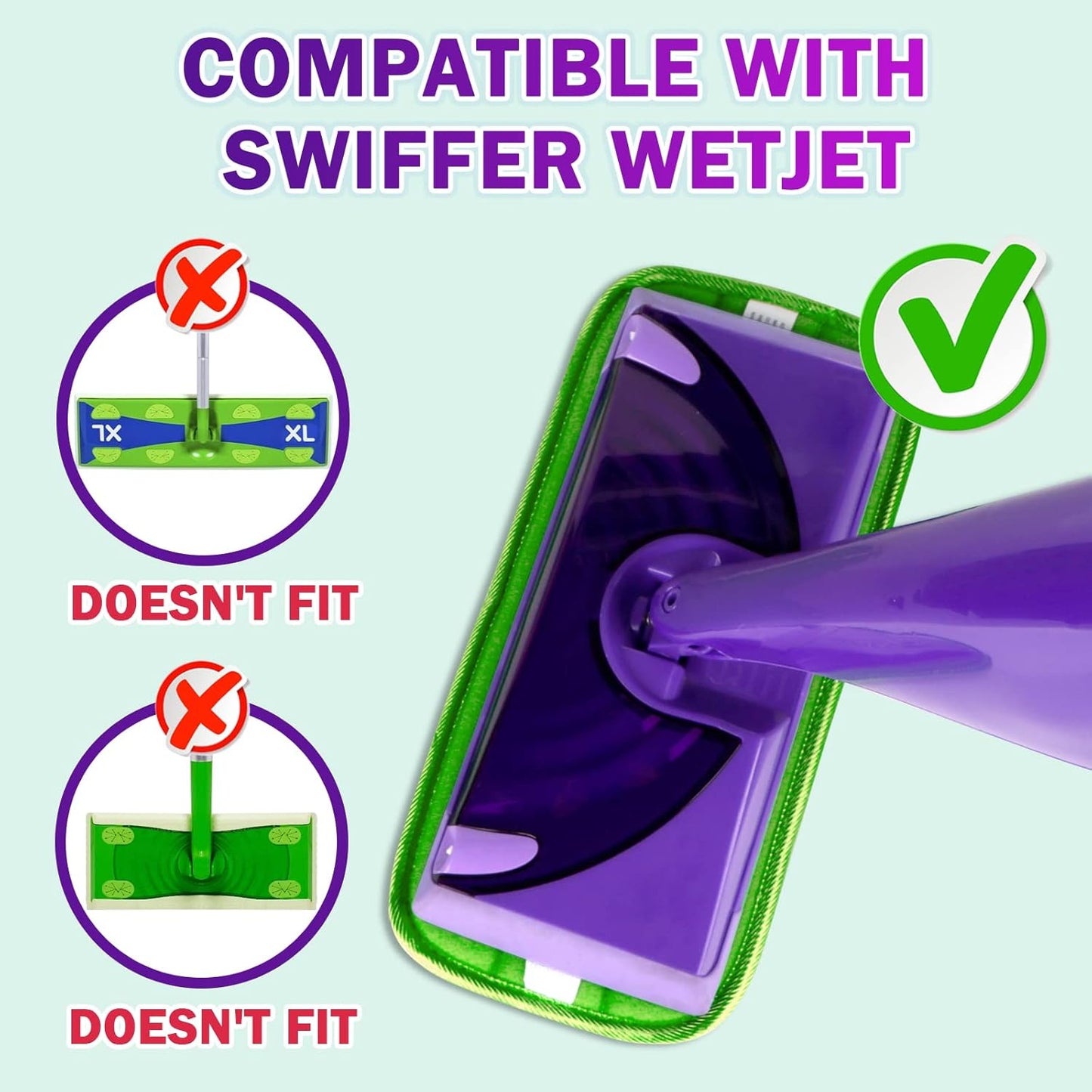 Orighty Microfiber Mop Pads Compatible with Swiffer Wet Jet, Reusable Swiffer Wet Jet Pads Refills, 12 Pack Machine Washable Replacement Pad for Multi Surface Wet & Dry Cleaning