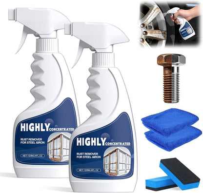 2Pcs Rust Remover Spray for Metal, Powerful Rust Remover Heavy Duty Metal Cleaner for Steel & Iron, Multipurpose Highly Concentrated Steel Rust Remover for Tools, Automotive Parts