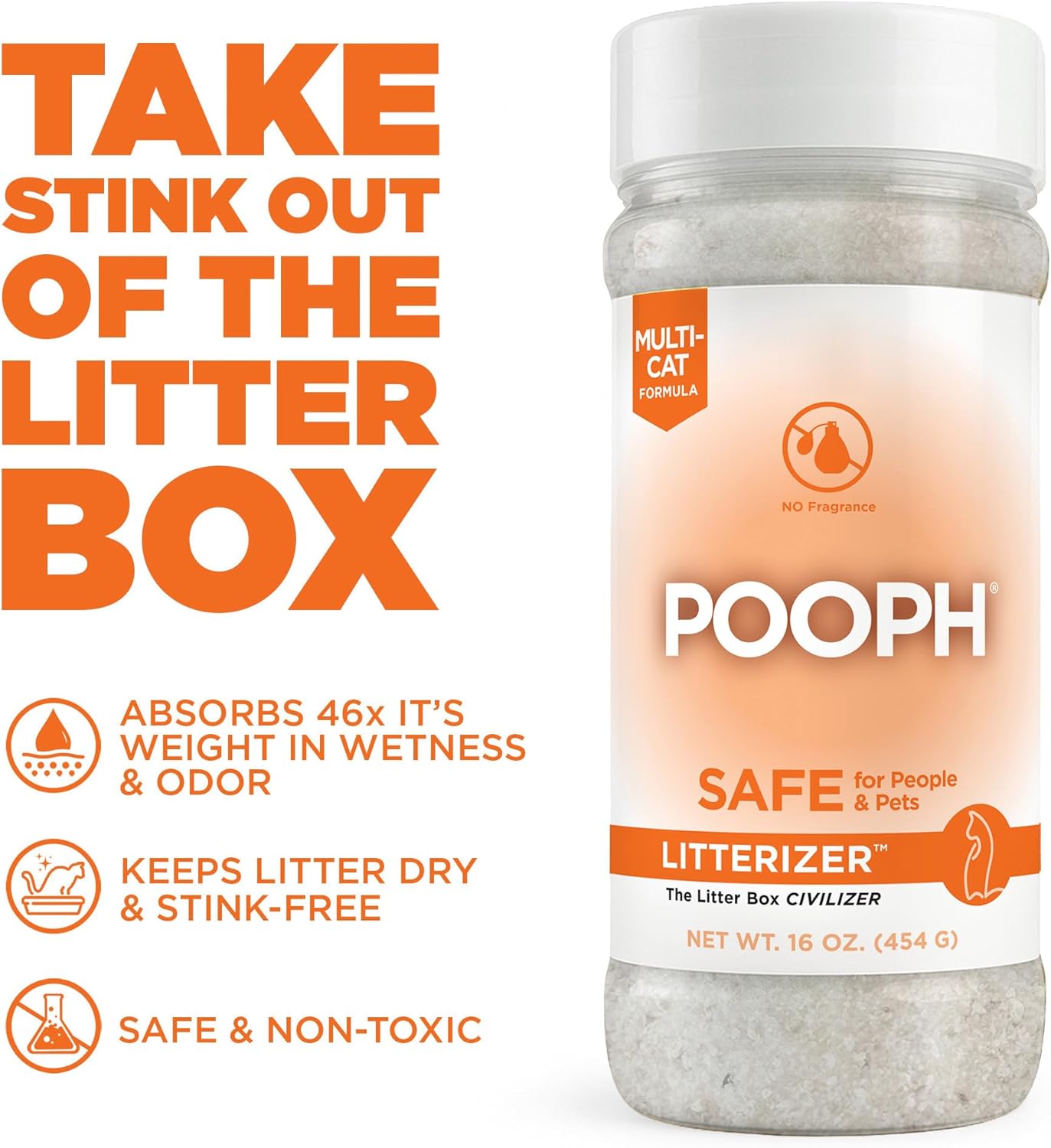 POOPH Kitty Odor Eliminator Spray 32oz Fragrance Free Cat Odor Remover for Urine Poop Pee Litter Box Deodorizer for Furniture Bedding and Carpet