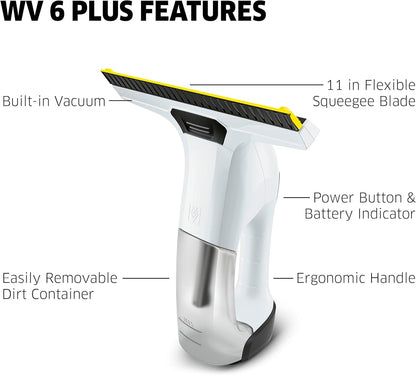 Kärcher WV 6 Electric Window Vacuum Squeegee 11" - Cleans Showers, Mirrors, Glass, and Countertops - Electric Squeegee
