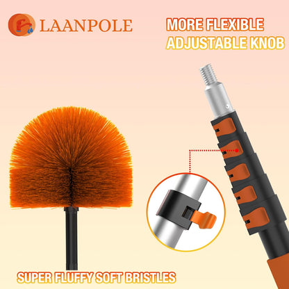 LAANPOLE 20FT Cobweb Duster with Extension Pole, Spider Web Brush for Cleaning Extendable, Professional Ceiling and Corner Dusters for Outdoor Indoor Use