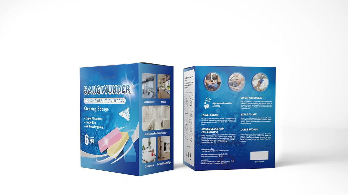 Cleaning Sponge Super Absorbent Water Durable ^~ You Know 17.5×7.5×3.5 cm[6.9 x 3 x 1.38 inches] Use for Household Clean Cars/Boats The dust and Dirt on Furnitures,Bathtubs&etc. (Blue)