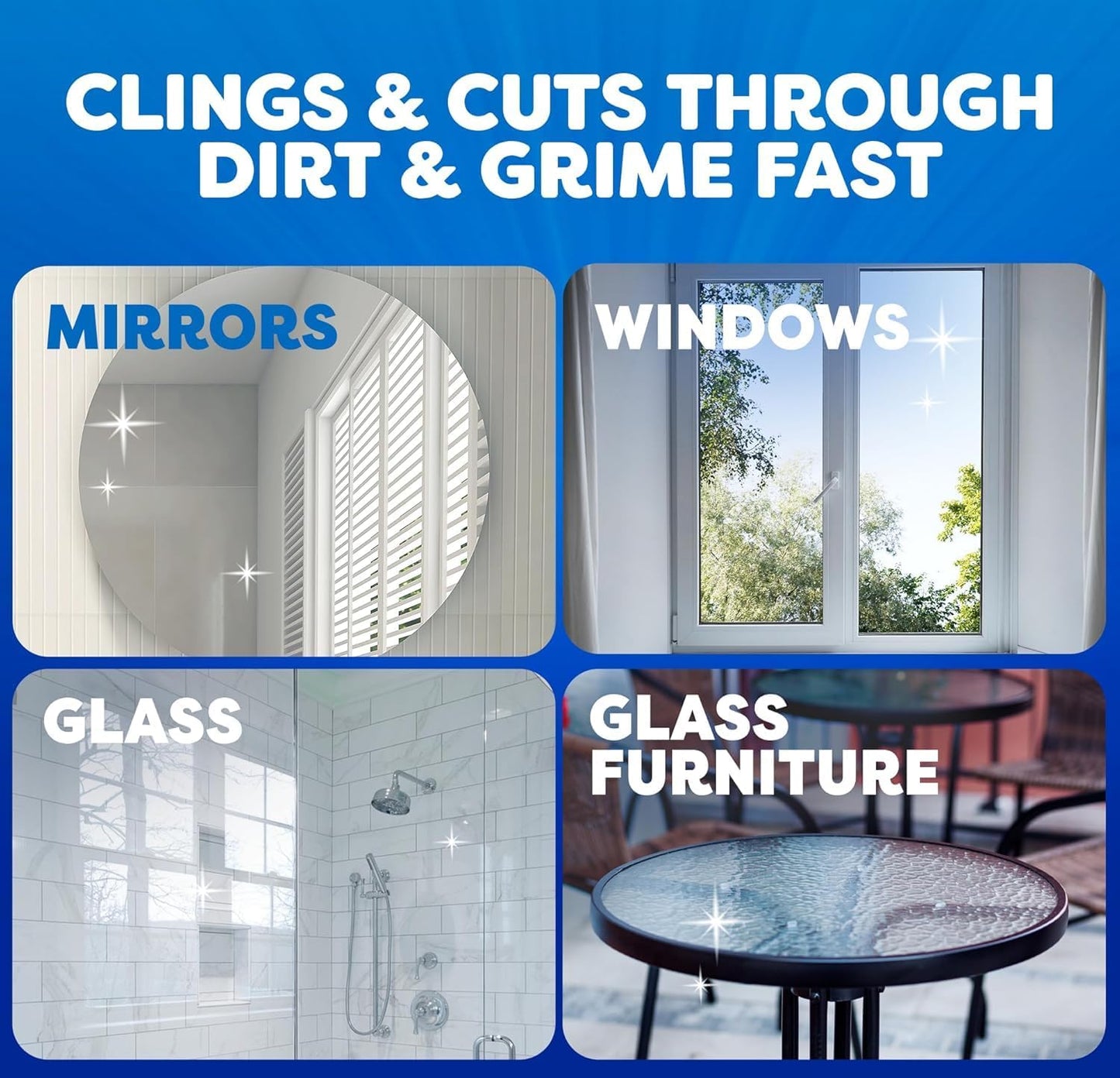 Windex Glass and Window Cleaner, Glass Routine Cleaning Bundle, Includes Original Blue 23oz Trigger Spray Bottle + 19oz Fast Shine Foam