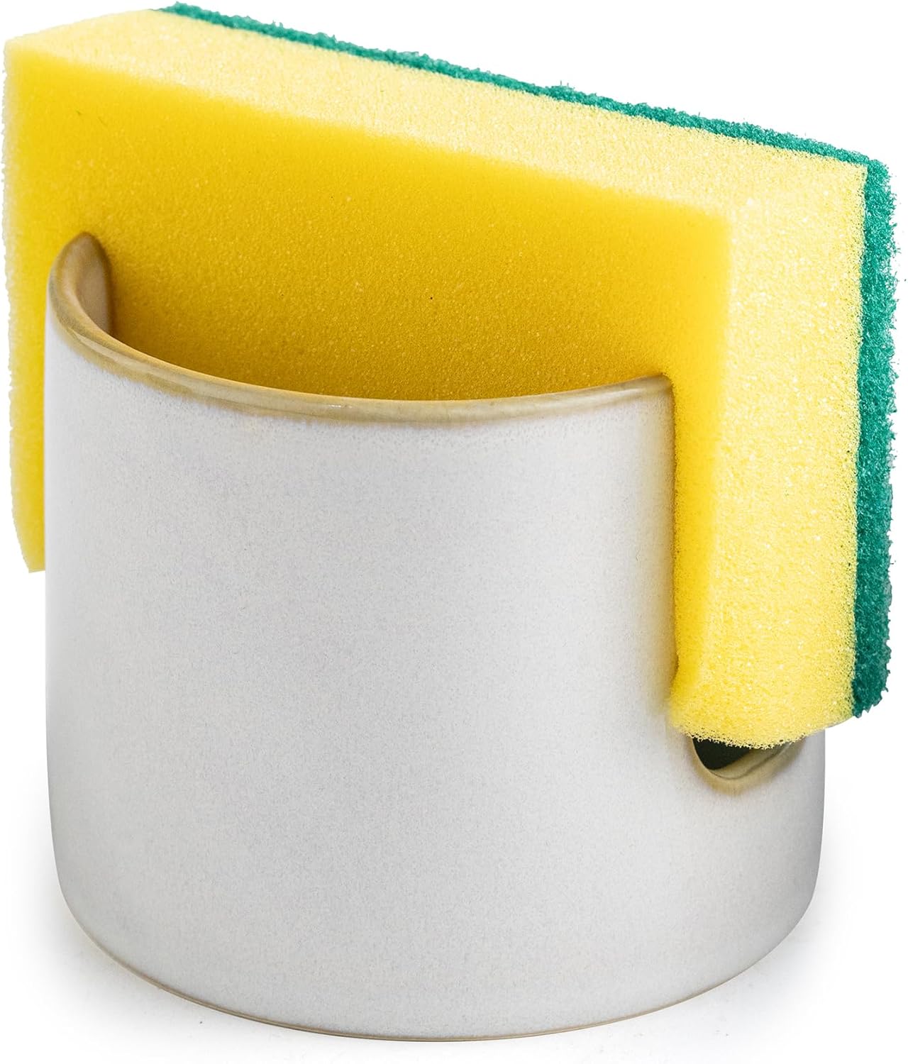 Zoeeker Sponge Holder for Kitchen Sink, Ceramic Dish Sponge Dish Rack Scrubby Caddy Kitchen Organizer Cute Sink Caddy Organizer, Farmhouse Decor, Speckled Glaze