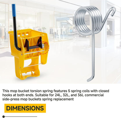 (2pcs) 5 Loops FG6127L40000 Commercial Mop Bucket Wringer Spring Replacement Compatible with rubbermaid FG612788 Series Mop Bucket Ringer Torsion Water Side-Press Spring Parts FG6127L4