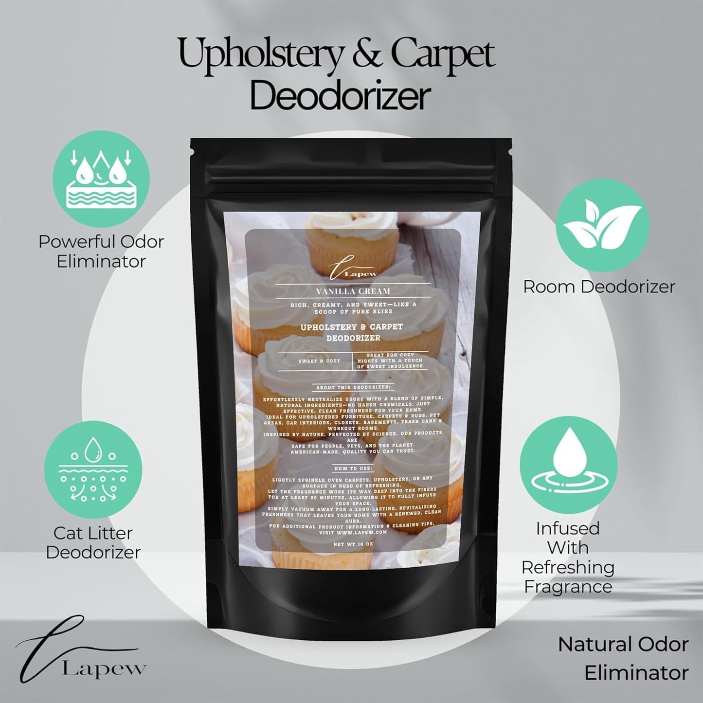 Lapew Black Sea Scented Cleaning Bundle | Carpet Deodorizer Powder (16 oz) & Mop Soap Concentrate (36 oz) | Pet-Friendly Odor Eliminator - Colors A