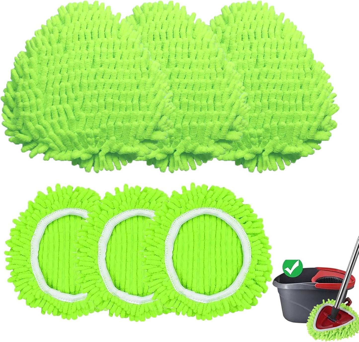 4 Pack Reusable Microfiber Mop Pads Compatible with O-Cedar EasyWring 1-Tank Spin Mop System,Elastic Mop Head Replacement for Deep Clean,Machine Washable Mop Refills