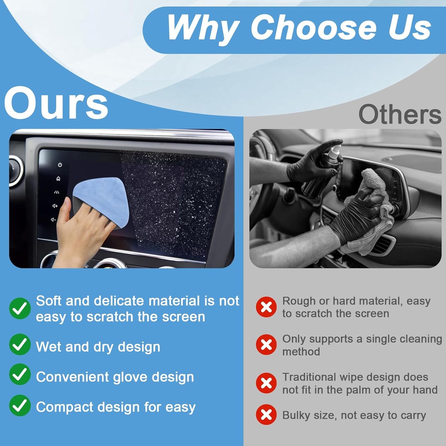 Car Screen Cleaner, 4.1''×4.1'' Microfiber Dashboard Wipes, Square Microfiber Cloth, Car Display Wipes,Vehicle Screen Cleaner Tool universal for Car Dashboard Car Display Car Interior Tools (Black)