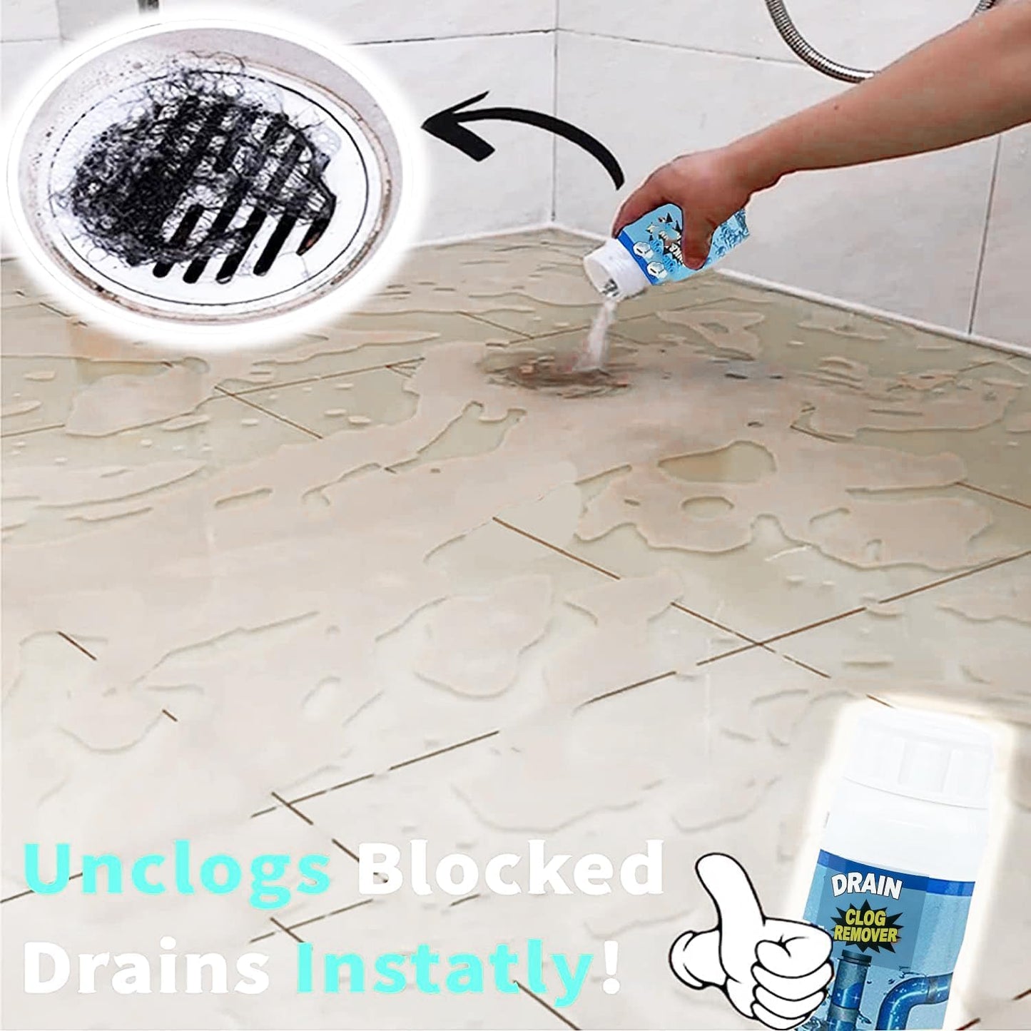 Powerful Fast-Acting Drain Cleaner Powder – Sink and Drain Clog Remover for Kitchen & Toilet Pipes – Deep Cleaning Formula, Fast Foaming, Heavy-Duty Clog Remover