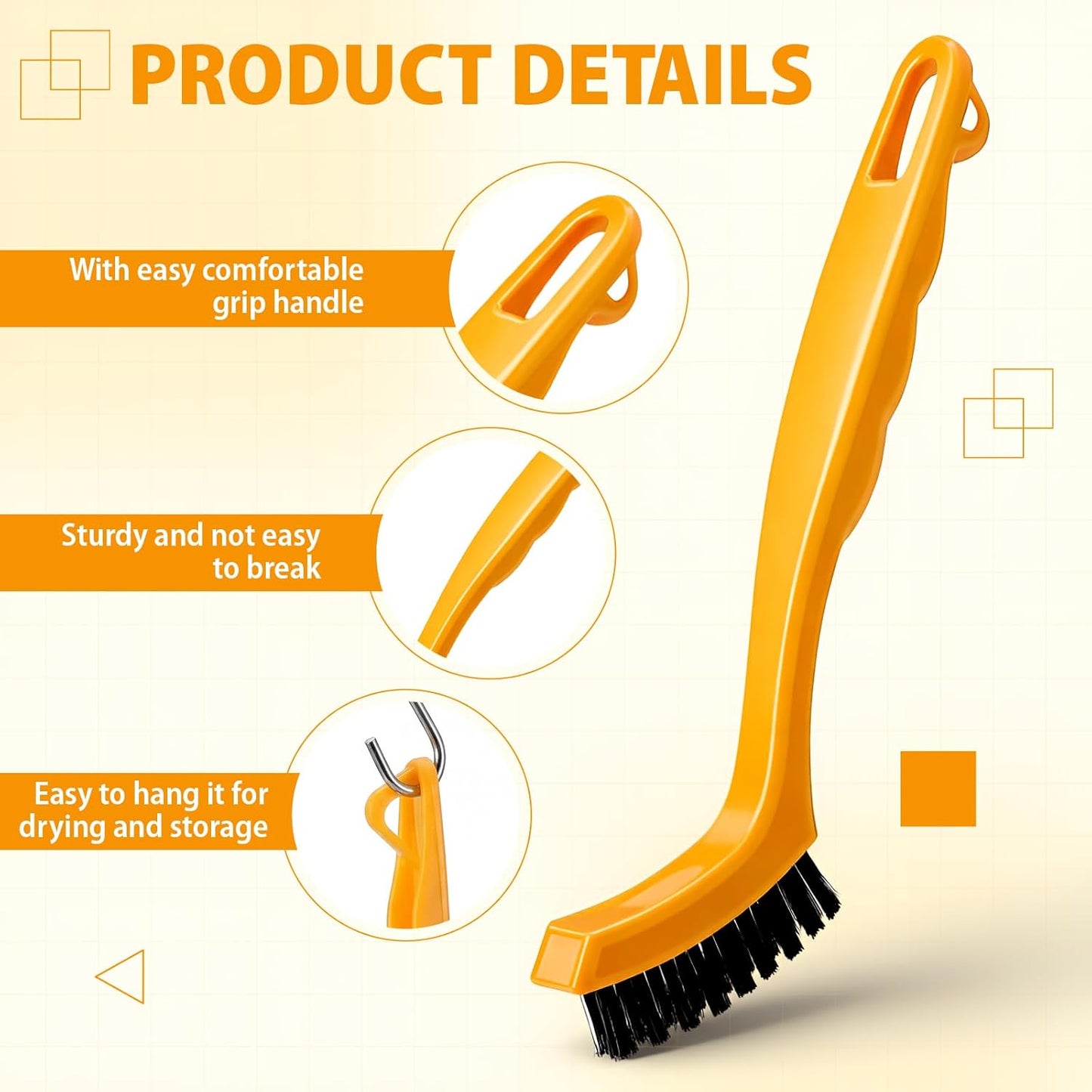 6 Pack Grout Brush Crevice Brush Nylon Detail Cleaning Stiff Bristle Brushes Tile and Grout Scrub Brushes for Kitchen, Bathroom, Tile Floors, Gaps, Crevices, and Window Tracks