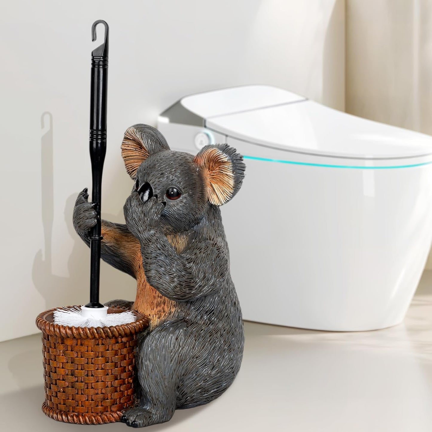 Toilet Brush Holder Set for Bathroom Super Cute Dog Base Solidly Toilet Bowl Brush and Holder Flexible and Durable Style Stylish Toilet Cleaner Brush Saving Storage Space Toilet Brushes for Bathroom