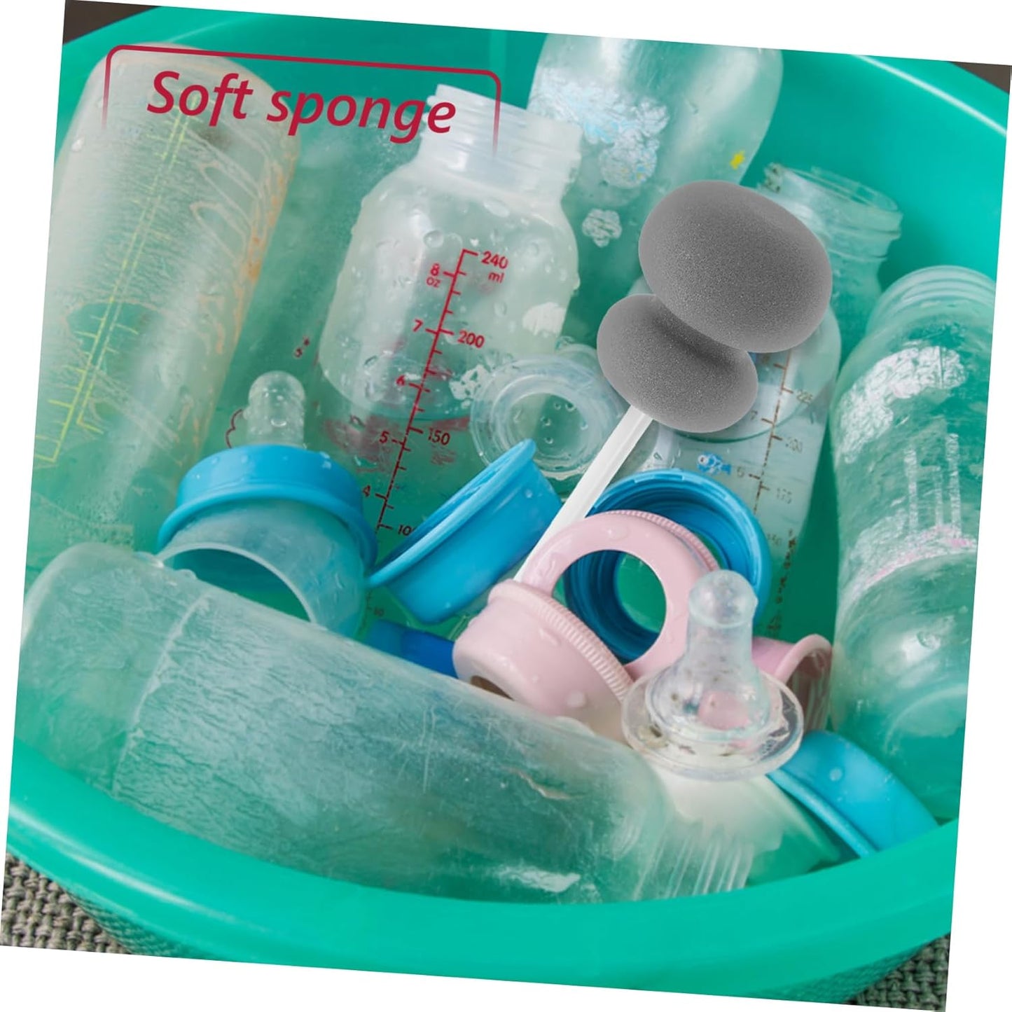 Melamine Sponge Bottle Brush Cleaner Tub Scrubber Soft Cleaning Brush for Cup Long Handle