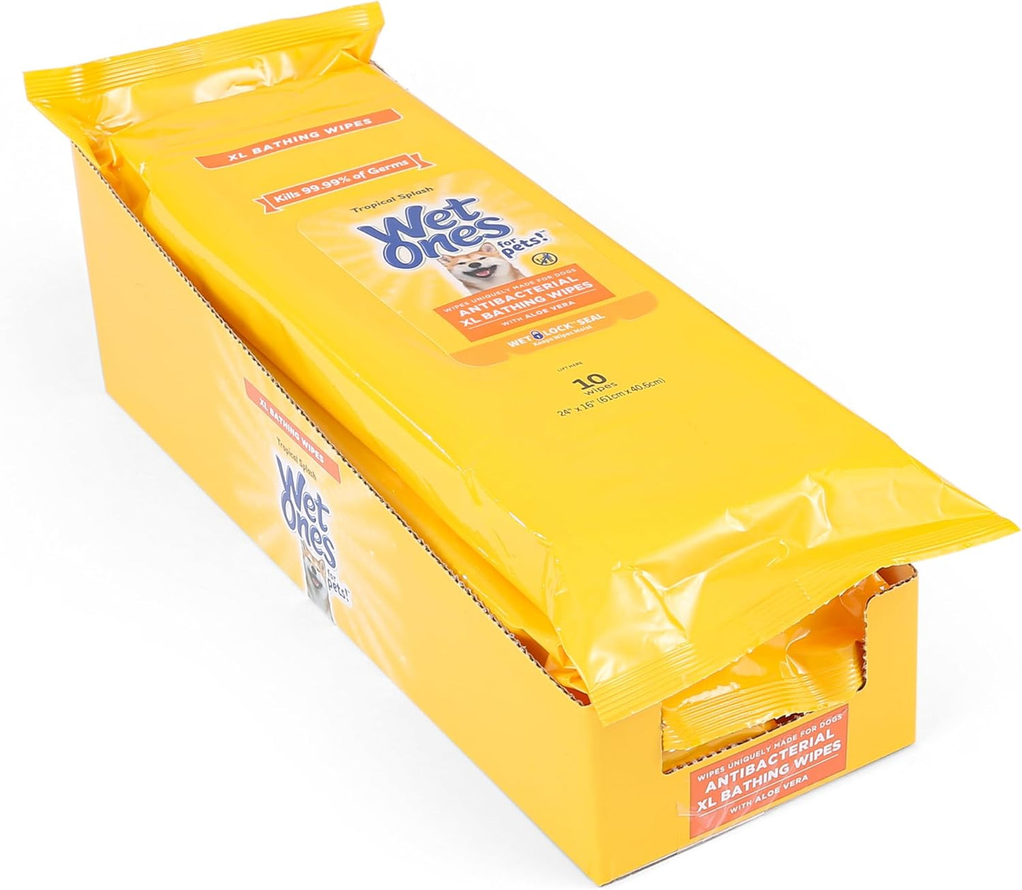 Wet Ones for Pets Antibacterial Dog Wipes, Multi-Purpose Grooming Wipes with Aloe Vera for Paws, Face & Body, Easy Cleanups Between Baths, Tropical Splash Scent, 5.7 in x 7.5 in, 50 Count