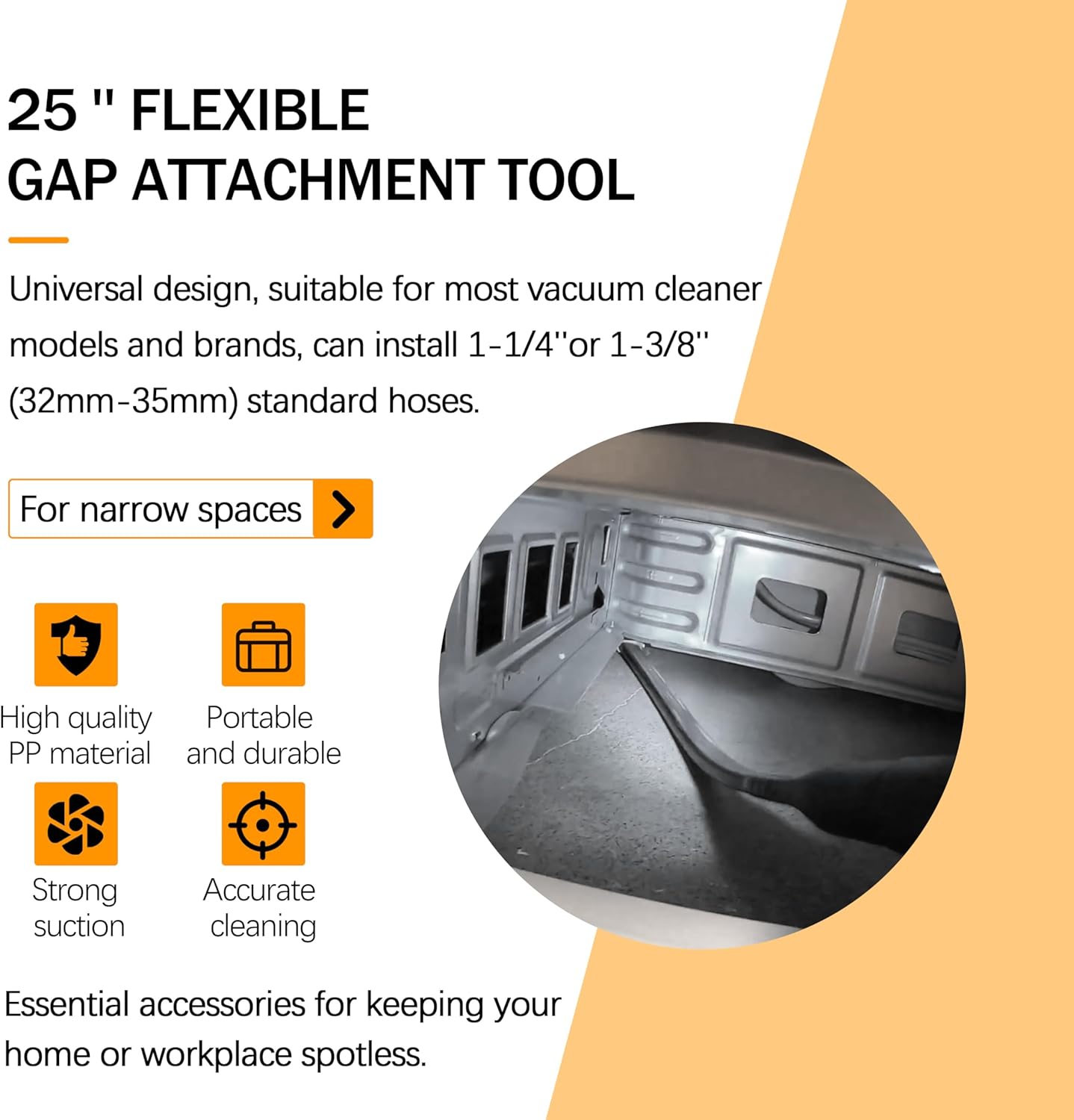 25 inch Flexible Vacuum Crevice Attachment Tool Vacuum Vacuum Attachment for Vac Hoses 1-1/4"(32mm) or 1-3/8"(35mm) vac Accessories Compatible Dyson Shark Hoover Kenmore Bissell & More