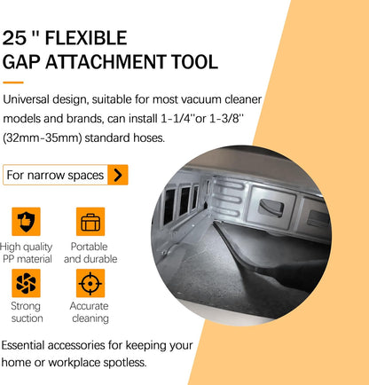 25 inch Flexible Vacuum Crevice Attachment Tool Vacuum Vacuum Attachment for Vac Hoses 1-1/4"(32mm) or 1-3/8"(35mm) vac Accessories Compatible Dyson Shark Hoover Kenmore Bissell & More