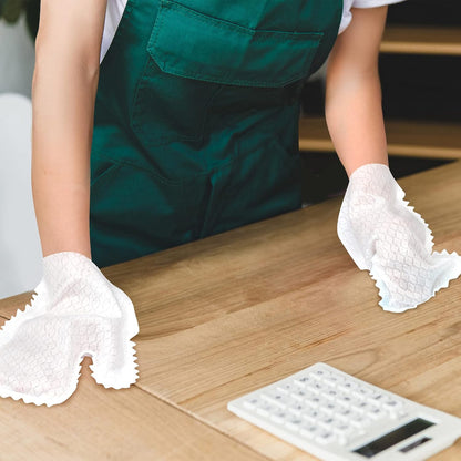 Patelai 40 Pieces White Microfiber Dusting Cloths Gloves, Dust Wipes, Feather Dusters, Grabs and Locks in Dust, Pet Hair Cleaning Possible Dual-Sided Disposable Dusting Gloves
