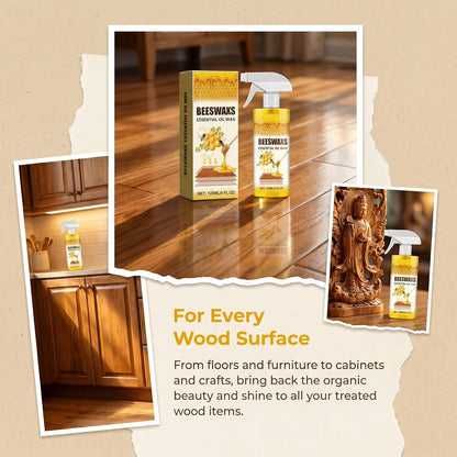 Natural Micro-Molecularized Beeswax Spray, Beeswaxs Essential Oil Wax, Multi-Purpose Furniture Beeswax Wood Polish, Wood Cleaner Repairing and Care Spray, Restores Shine & Removes Scratches (1)