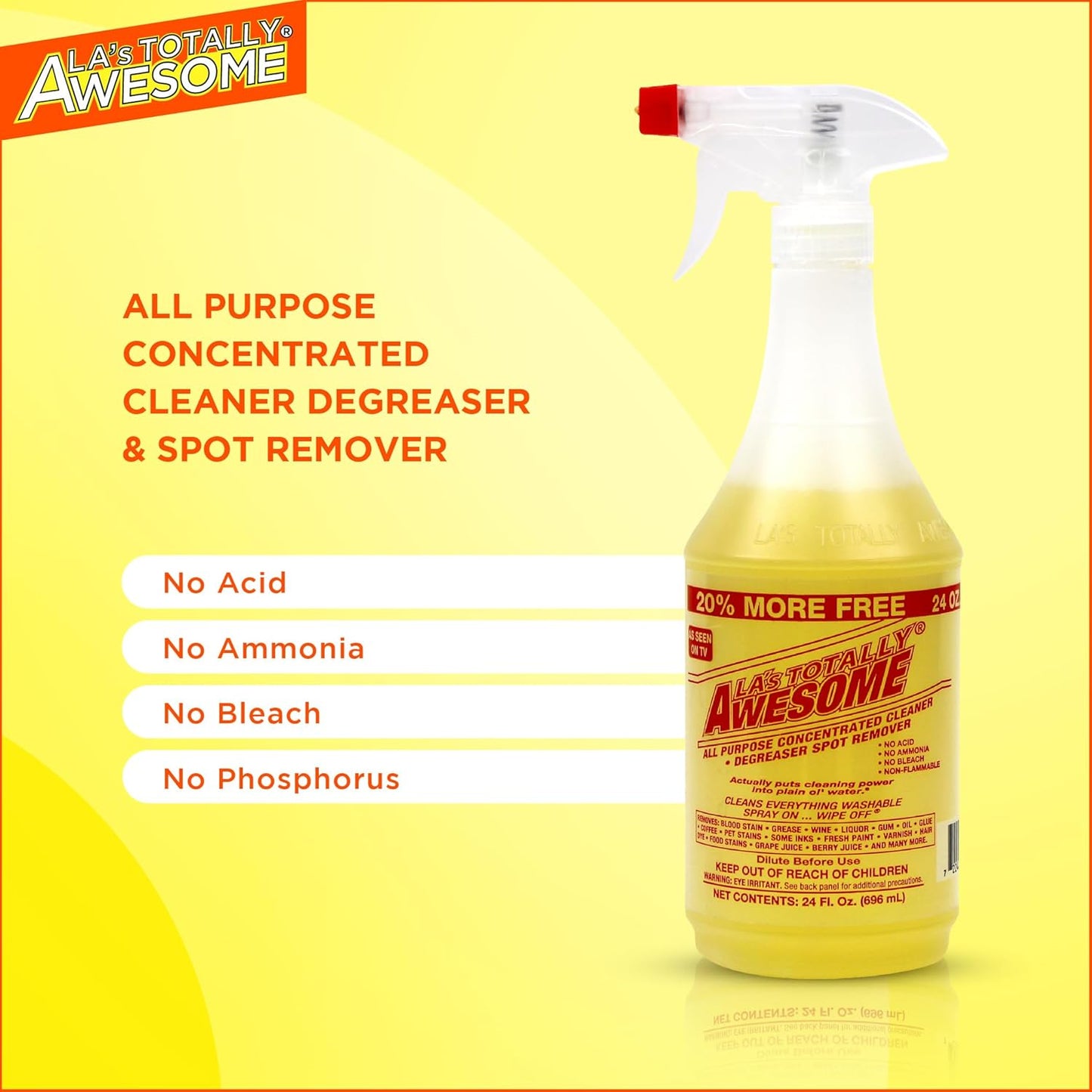 La's Totally Awesome All Purpose Cleaner Spray – 24oz (Pack of 1) Heavy Duty Multi-Surface Degreaser & Stain Remover – Ready-to-Use Cleaning Spray for Kitchen, Bathroom, Floors, Auto & More