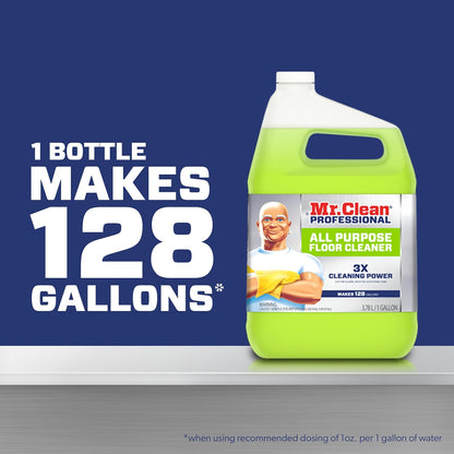 Mr. Clean Professional Bulk Liquid Concentrate Finished Floor Cleaner for Hardwood, Tile or Terrazo Floors, Commercial Use, 1 Gallon (Case of 3)