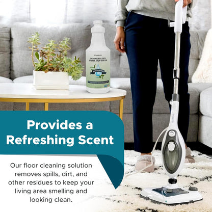 Steam & Go - Demineralized Water for Steam Cleaner, PVC-Free Floor Cleaner Liquid Compatible with Any Steam Mop, Ready-to-Use Multisurface Cleaner, Scented Mop Solution, Eucalyptus Mint, 32 oz